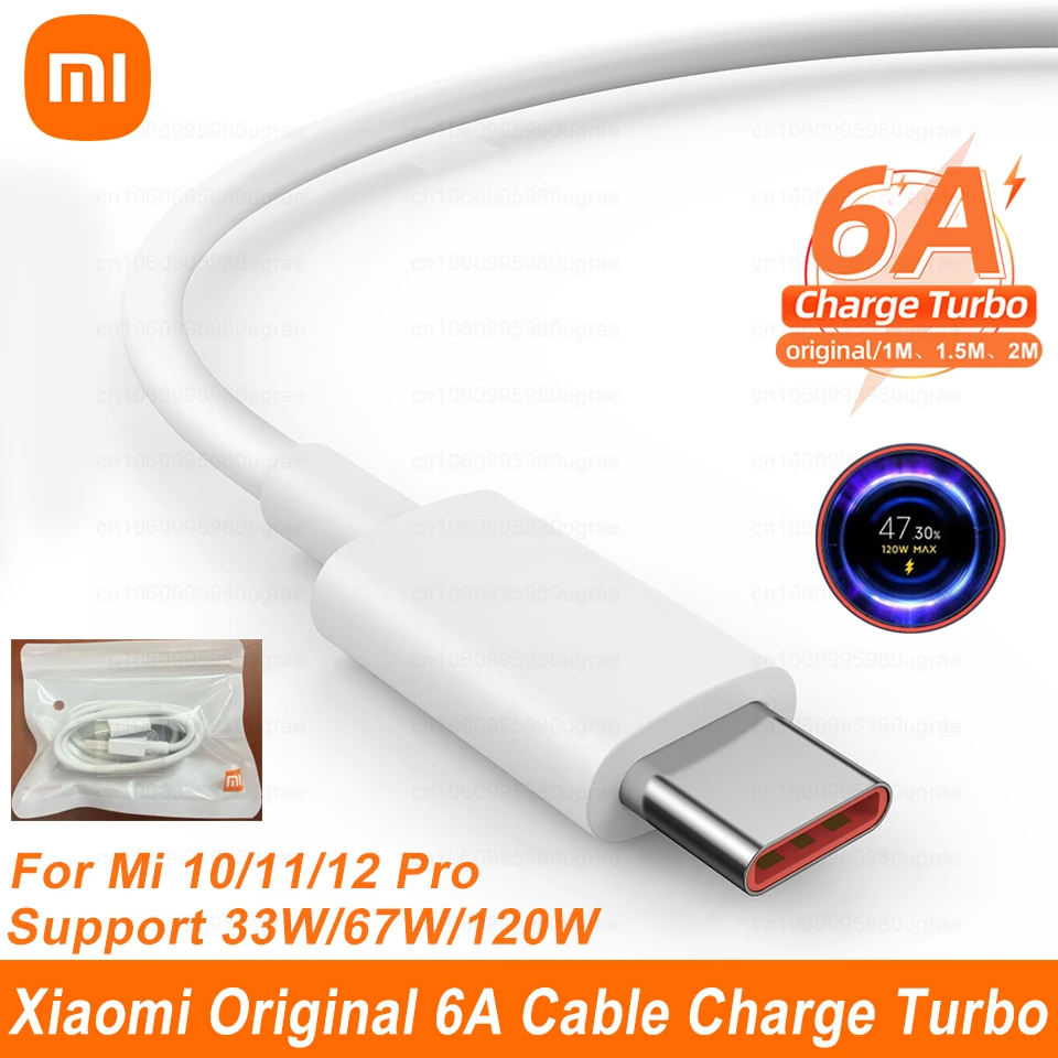 kf-S3b72d75fdcd04293ad6d091ccba72684D Original Xiaomi 6A Usb Type C Cable Charger Turbo 120w Tipo Fast Charging Cabo For Mi 13 12 11 10 Pro Poco F4 Redmi Note 12 K50 - Image 1