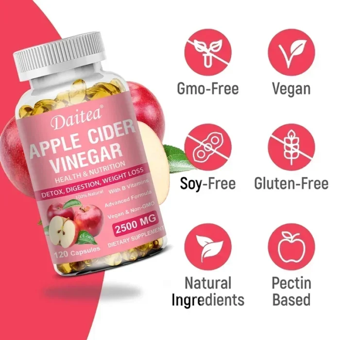 Apple Cider Vinegar Capsules B Vitamins Weight Management Detox For Bloating and Constipation Slimming Products Fat Burning - Image 4