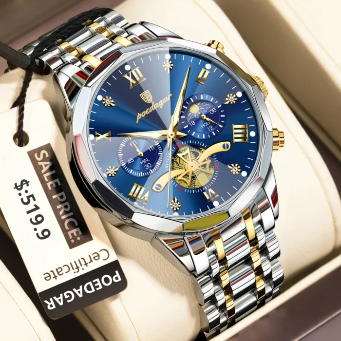 POEDAGAR Luxury Men Watch Top Original Waterproof Luminous Chronograph Man Wristwatch Stainless Steel Quartz Men's Watches Reloj - Image 2
