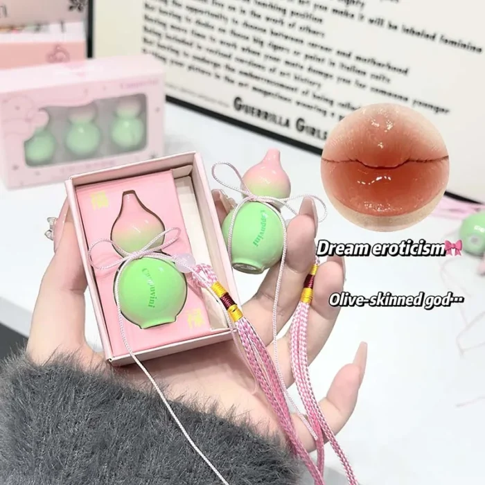 3pcs Cute Zucchini Lip Glazes Watery Gloss Jelly Liquid Lipstick Lasting Moisturizing Gourd Shaped Cosmetics Lip Gloss Makeup - Image 3