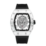 YIKAZE Luxury Quartz Men's Wristwatch Sports Watch for Man Non-Mechanical Trend Automatic Transparent Ghost Head Skull Clock - Image 5