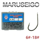 50-100 pcs/lot MARUSEIGO fishhook crooked mouth with barbed sharp black high carbon steel wild fishing hooks Tackle