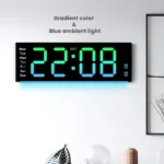 RGB Large Screen LED Living Room Wall Clock with Remote Control Ambient Light Color Changing Digital clock with 2 Alarms Timer - Image 2