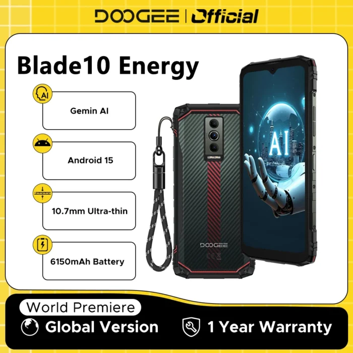 Global Version DOOGEE Blade10 Energy Rugged Phone Ultra-thin Android 15 6150mAh Battery 6.56'' Screen Widevine L1 Smartphone - Image 1
