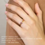 eManco 316 Stainless Steel Birthstone Ring Gold Color Simple Fashion Style For Women Festival Party Gift - Image 2