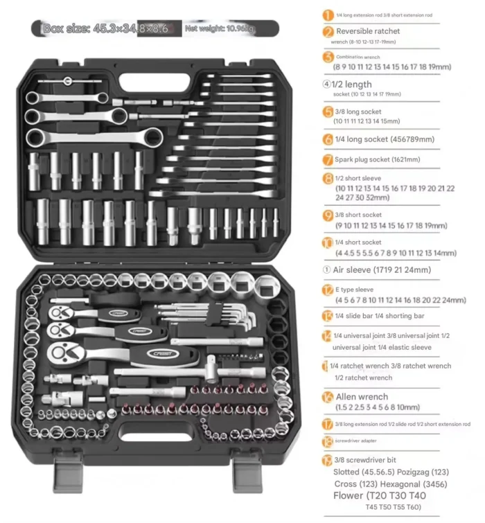 Auto Repair Toolbox Set Ratchet For Automotive Repair Socket Wrench Daquan Auto Repair Casing Multi-functional Combination - Image 4