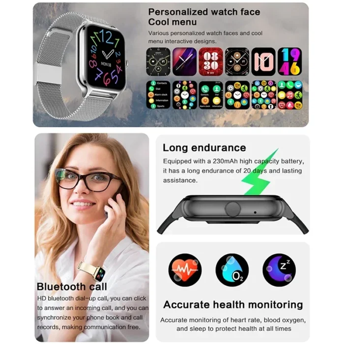 2025 Smart Watch For Men Women 2.01" Full Touch Screen Heart Rate Tracker Bluetooth Call Waterproof Sport Smartwatch Android IOS - Image 2