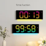 RGB Large Screen LED Living Room Wall Clock with Remote Control Ambient Light Color Changing Digital clock with 2 Alarms Timer - Image 6