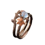 Vintage Antique Gold Twig Maple Leaf Moonstone Ring for Women Girls Light Luxury Ring Jewelry Accessories Anniversary Gifts - Image 6