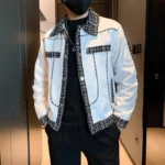 Autumn Winter New Fashion Turn-down Collar Long Sleeve Patchwork Color Blocking Jackets Men's Clothing Pockets Korean Chic Tops - Image 2