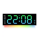 RGB Large Screen LED Living Room Wall Clock with Remote Control Ambient Light Color Changing Digital clock with 2 Alarms Timer - Image 4