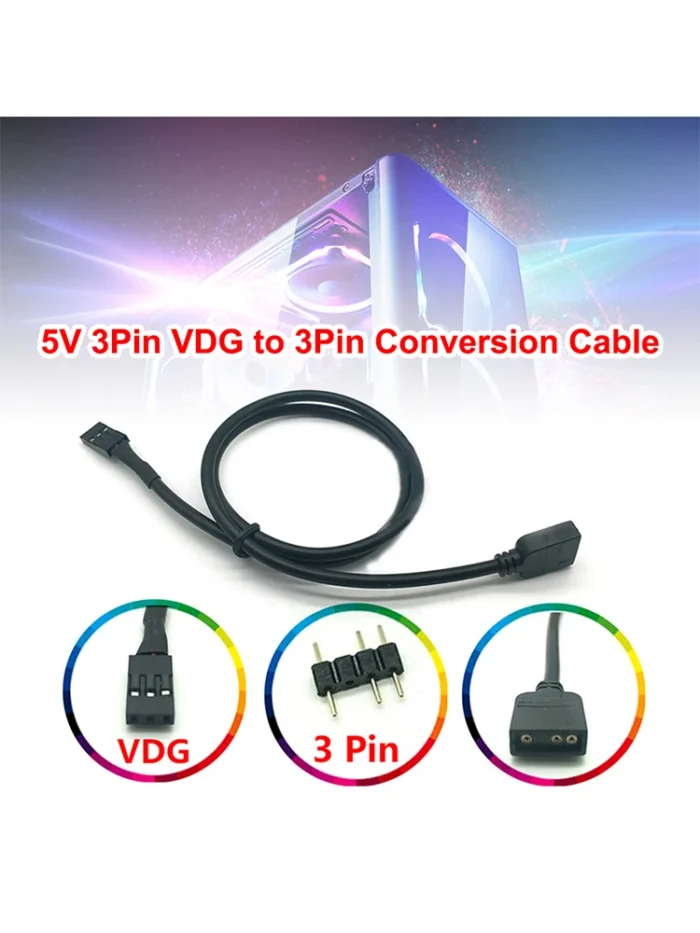 Gigabyte Motherboard SYNC Header RGB 5V 3Pin VDG to Normal 3Pin Conversion Cable - Image 4