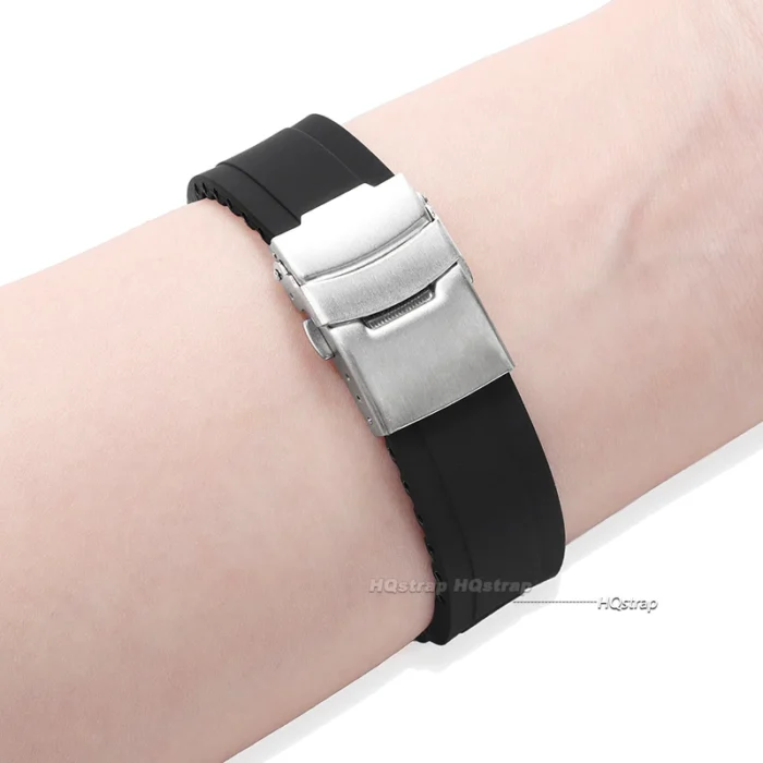 Curved End Silicone Watch Band 20mm 22mm Soft Rubber Watch Strap Folding Buckle for Men Watch Replacement Universal Bracelet - Image 2