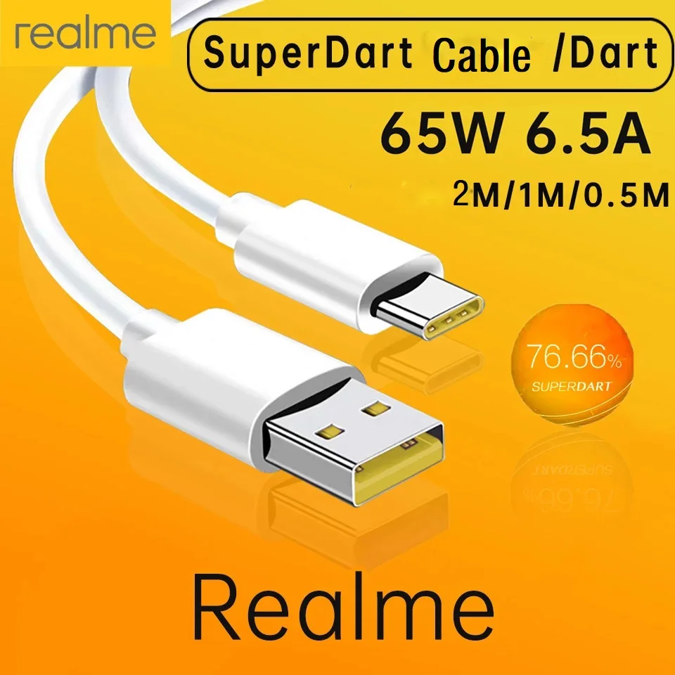 kf-S7a40cdf6e9b44f9993874e130f0a652e7 Realme Superdart Fast Charge Usb Type C Cable For Realme GT2 Pro 8 Neo 2T 2 Narzo 30 Pro 5G 65W 6.5A Vooc For Realmi X7 Pro - Image 1