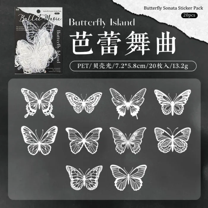 20pcs PET Butterfly Transparent Silver Color Stickers, Holographic Laser Decals for Luggage Laptop Phone Case Mug Decoration - Image 6