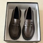 Lucyever Black Pu Leather Platform Loafers for Women Preppy Style Slip On Student Shoes Woman Thick Bottom Single Shoes Size 43