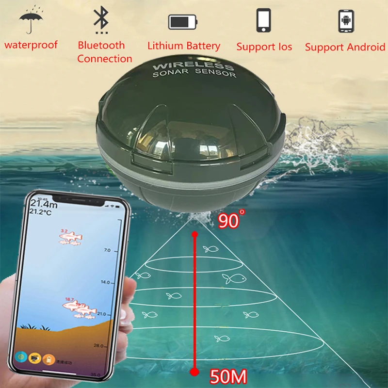 kf-S8238b78f2be742bbad670469410d9eb2B 2025 New Design Brand New Smart Phone Fish Finder Sonar Android & IosFish Finder Bluetooth Intelligent Fish Visual Fishing - Image 1