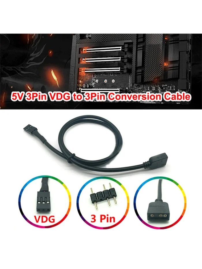 Gigabyte Motherboard SYNC Header RGB 5V 3Pin VDG to Normal 3Pin Conversion Cable - Image 3