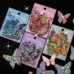 20 Pcs Holographic Butterfly Stickers Resin Transparent Glitter Shiny Butterflies Decals sticker Decorations For Scrapbook Craft - Image 3