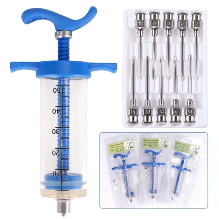 10/20/30/50ml Veterinary Tool Vaccine Syringe with 10 Needles for Farm Livestock Pig Cattle Sheep Chicken Pinhead Injection Tool - Image 4