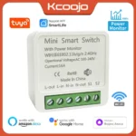 16A Tuya Smart Mini WiFi Switch Energy Monitor 2-way Control Switch Mini Breaker Smart Life Work with Alexa Google Home Alice