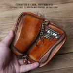 Retro Leather Men's Car Key Bag Top Layer Cowhide Multi-Function Waist Bag Coin Purse Brown Ladies Card Wallet NZPJ - Image 5