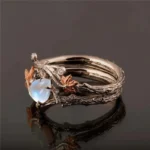 Vintage Antique Gold Twig Maple Leaf Moonstone Ring for Women Girls Light Luxury Ring Jewelry Accessories Anniversary Gifts - Image 4