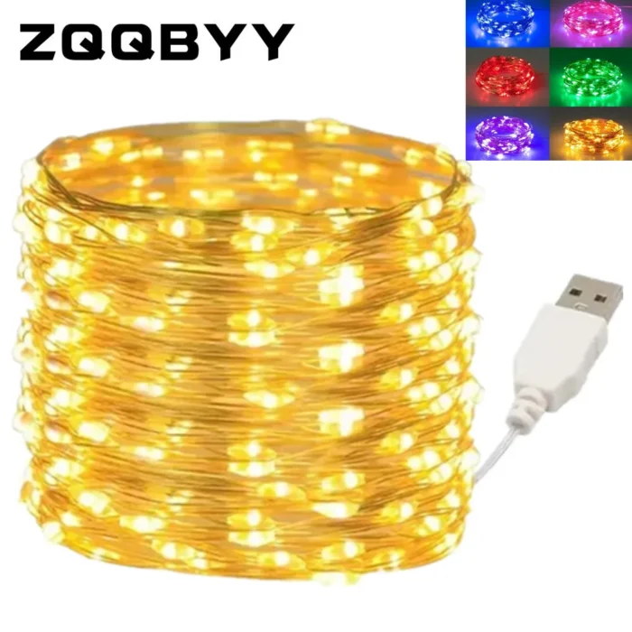 10M 20M Waterproof USB LED Lights String Copper Wire Fairy Garland Light Lamp Christmas Wedding Party Holiday Lighting wreath - Image 1