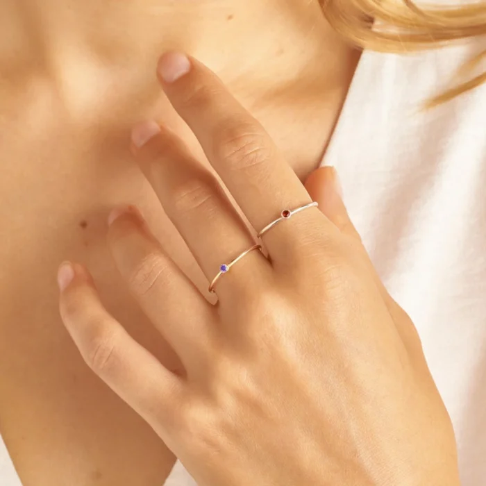eManco 316 Stainless Steel Birthstone Ring Gold Color Simple Fashion Style For Women Festival Party Gift - Image 4