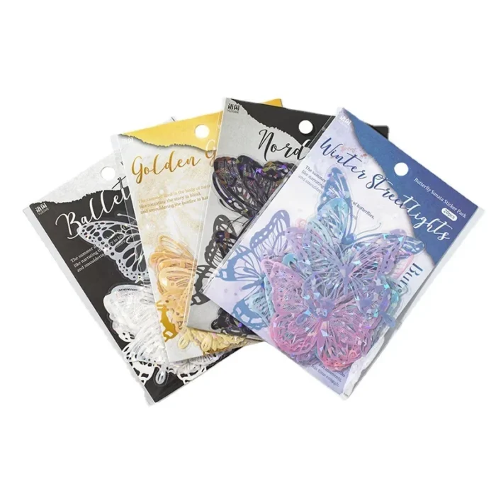 20pcs PET Butterfly Transparent Silver Color Stickers, Holographic Laser Decals for Luggage Laptop Phone Case Mug Decoration - Image 5