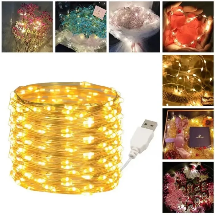 10M 20M Waterproof USB LED Lights String Copper Wire Fairy Garland Light Lamp Christmas Wedding Party Holiday Lighting wreath - Image 5