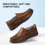 GOLDEN CAMEL Men's Shoes Loafers Genuine Leather Casual Shoes Cowhide Soft Sole Hollow Breathable Shoes for Men 2023 Summer New - Image 2