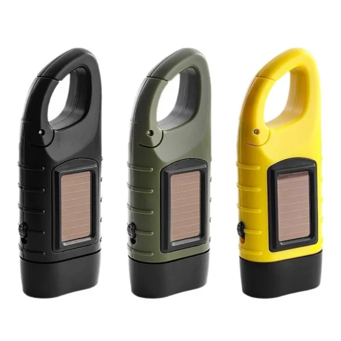 LED Flashlight Hand Crank Solar Powered Rechargeable Survival Gear Self Powered Charging Torch Dynamo for Fishing Boating Hiking - Image 2