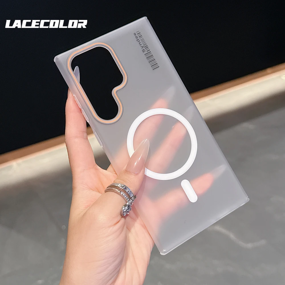 kf-Sbab9f42177aa4cf18d1b97a74d57d0f6Q For Magsafe Magnetic Matte Case For Samsung S25 Edge S24 S23 Ultra Plus FE A56 A36 A26 A16 A55 Slim Translucent Protector Cover - Image 1
