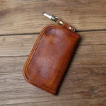 Retro Leather Men's Car Key Bag Top Layer Cowhide Multi-Function Waist Bag Coin Purse Brown Ladies Card Wallet NZPJ - Image 2