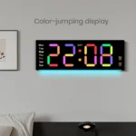RGB Large Screen LED Living Room Wall Clock with Remote Control Ambient Light Color Changing Digital clock with 2 Alarms Timer - Image 3