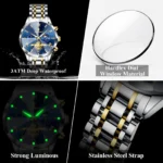 POEDAGAR Luxury Men Watch Top Original Waterproof Luminous Chronograph Man Wristwatch Stainless Steel Quartz Men's Watches Reloj - Image 4