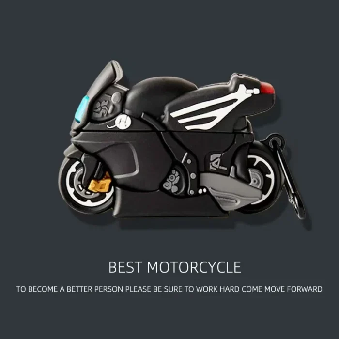 For AirPods 4 3 2 1 Pro Pro2 Earphone Case 3D Creative Motorcycle Cool Case Silicone Cartoon Headphone Box With Pendant Cover - Image 2