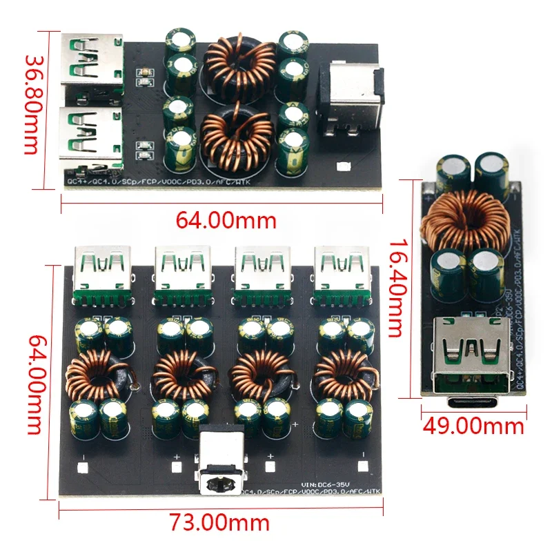 kf-Scdb400ed49a041be8260ba7e651599a3g QC4.0 QC3.0 1 2 4 Way USB Type-C Mobile Phone Quick Charge Adapter 6-35V Step Down Buck Boost Module SW3518 / SW3516 For Huawei - Image 1