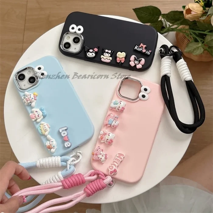For Huawei Honor 400 300 200 Pro Power 90 Lite 70 60 50 9X Phone Case 3D Cinnamoroll Kitty Cartoon Wrist Strap Eyes Cover - Image 4