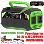 300W/500W Power Inverter DC 12V To AC 110V/220V Voltage Converter with USB and Type-C Ports Suitable for Laptops and Outdoor Use