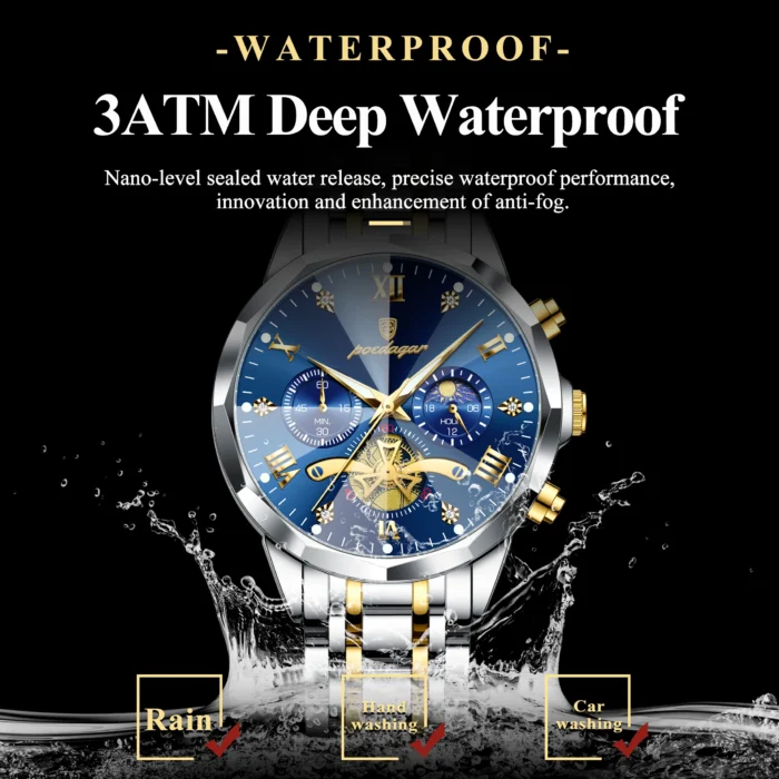 POEDAGAR Luxury Men Watch Top Original Waterproof Luminous Chronograph Man Wristwatch Stainless Steel Quartz Men's Watches Reloj - Image 3