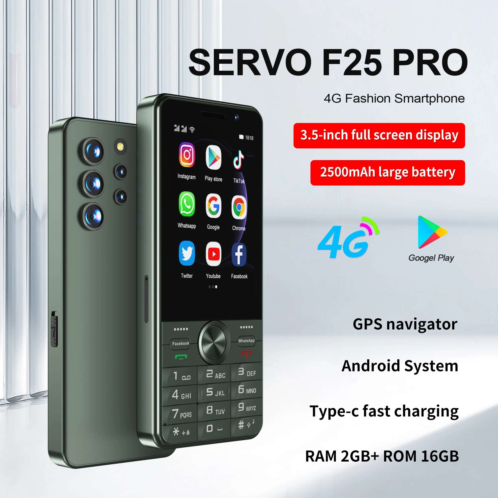 kf-See4f55798b1546f6b7f04411fd788591y SERVO F25 PRO 4G Smartphone Android 8.1 OS 2+16GB ROM Camera 2500mAh Dual SIM Standby Button Smart Cellphones Google Play Store - Image 1