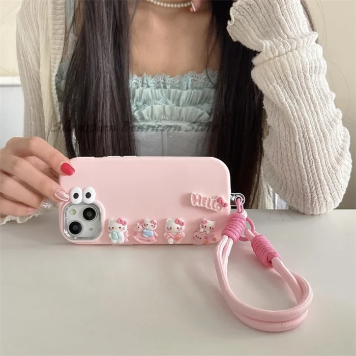 For Huawei Honor 400 300 200 Pro Power 90 Lite 70 60 50 9X Phone Case 3D Cinnamoroll Kitty Cartoon Wrist Strap Eyes Cover - Image 1