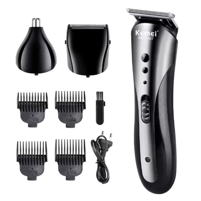 KEMEI KM-1407 Professional Electric Shaver Beard Razor Rechargeable Electric Nose Hair Clipper Multifunctional Men Hair Trimmer - Image 1