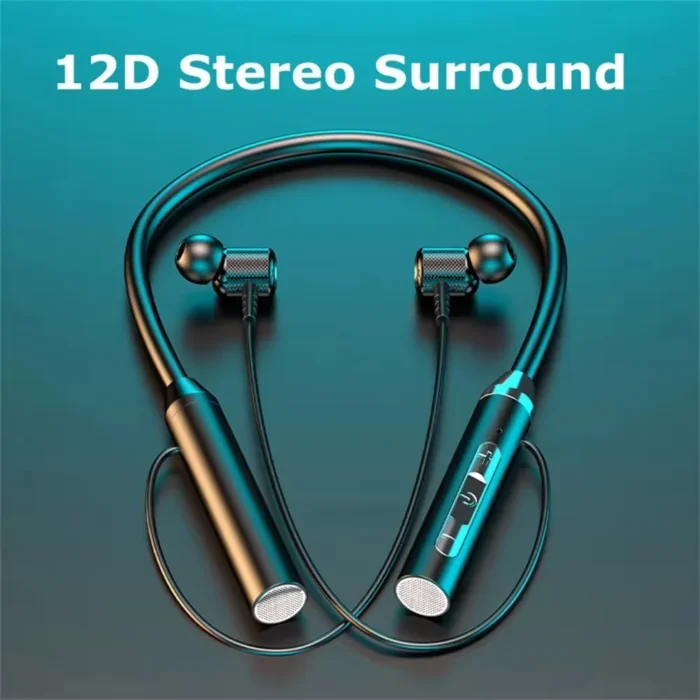 Wireless Bluetooth Earphones Neckband Headphones Gaming Stereo Sports Headset Halter Waterproof Magnetic Earbud with LED Display - Image 1