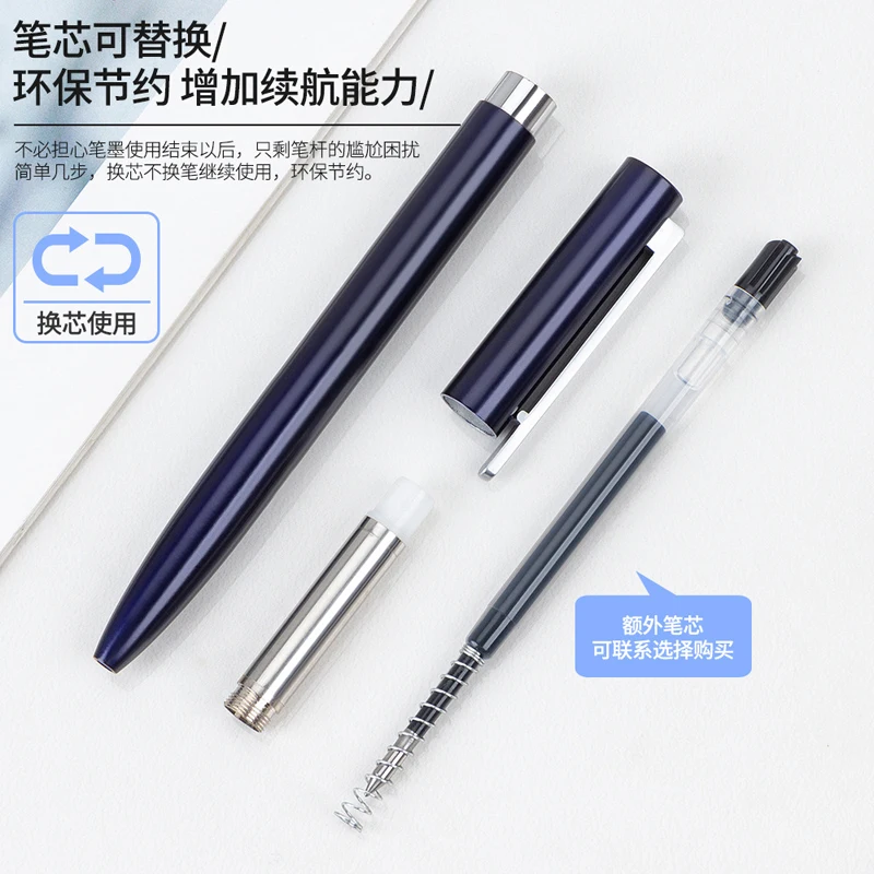kf-Sf4af8c4e16844ed8a87b9e88f73684f2R Metal Signature Rotate Gel Ballpoint Pen,0.5mm Fine Point Black ink Sign Pens Smooth Writing Replace Blue ink Refills Rods - Image 3