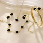 5pcs/set Luxury Quality Jewelry Sets Plum Blossom Plant Five Leaf Flower Women's Earrings Rings Bracelet Necklace Bangles Gift - Image 2