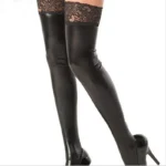 New Women Soft Stockings Women'S Lace Faux Leather Thigh Length Stockings Anti-Slip Breathable Cosplay Lady Stockings For Thighs