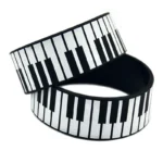 1 PC Piano Keys Silicone Bracelet 1 Inch Wide Printed Logo - Image 3
